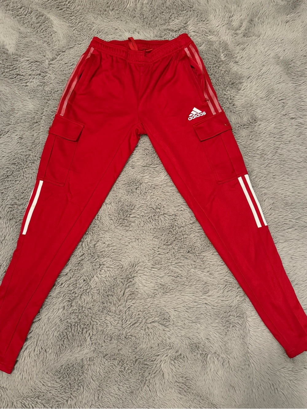 adidas Kids Red Jogger Cargo Sweatpants with White Stripes NWOT